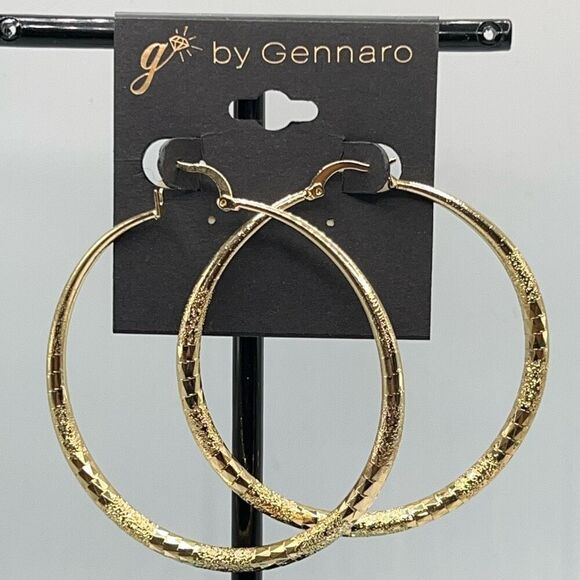 G by GennaroEtched Gold Hoops Earrings $16ea / 3 for $25 - Picture 2 of 6